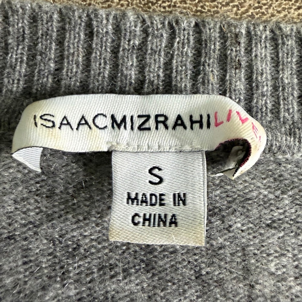 Isaac Mizrahi Live! Tunic Sweater Womens S Gray 100% Cashmere A-Line Scoop Neck - Picture 2 of 7